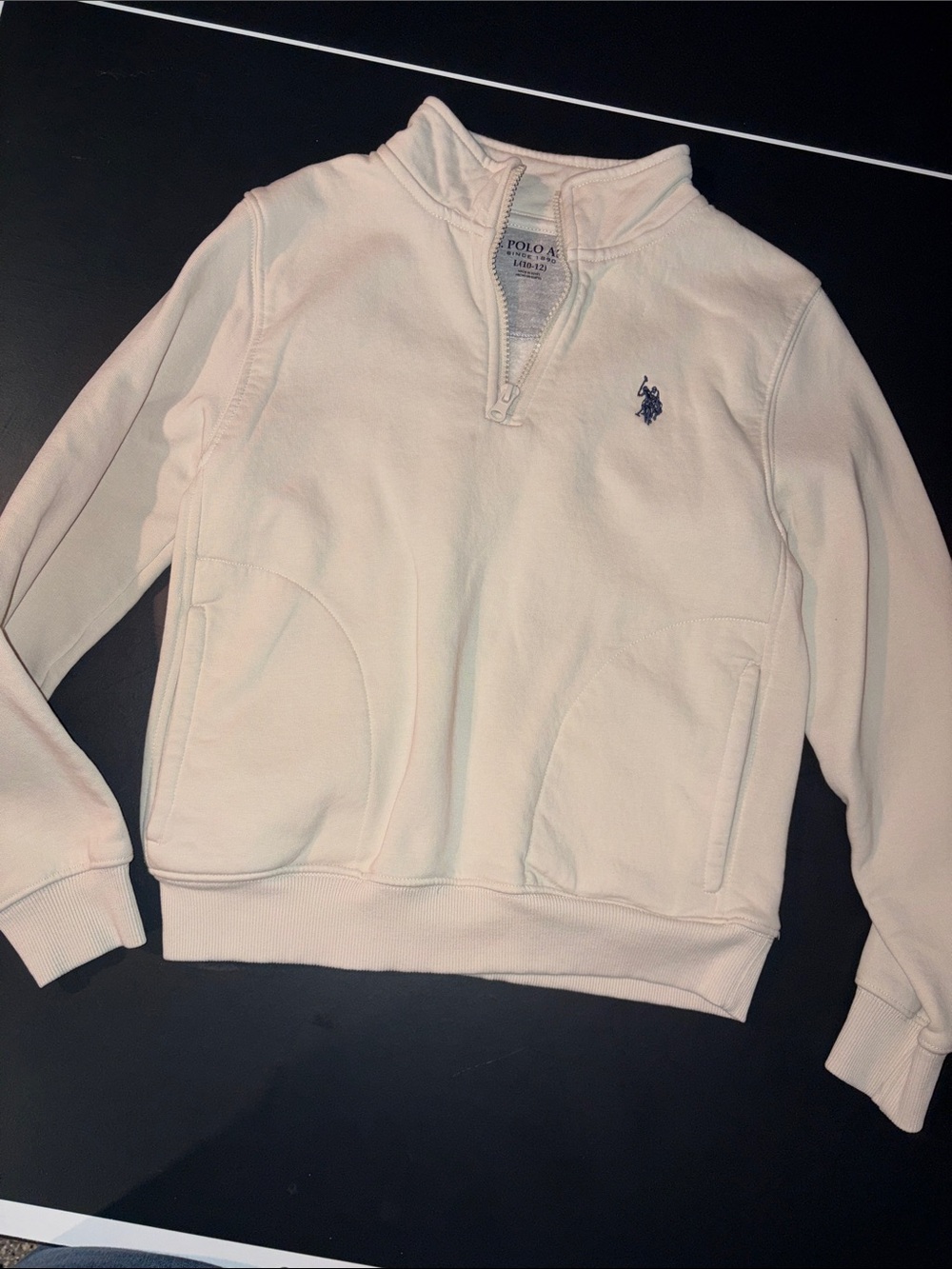 U.S. Polo Assn. Boys Cream Half-Zip Pullover Sweater